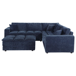 English Elm Azure Corduroy Modular Sectional Sofa Retro Tufted Five Piece L-shape Lounge B062S01408
