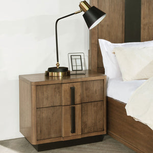 English Elm Moraga Fluted Ash Veneer Nightstand with Two Drawers for Modern Bedrooms B062P451801