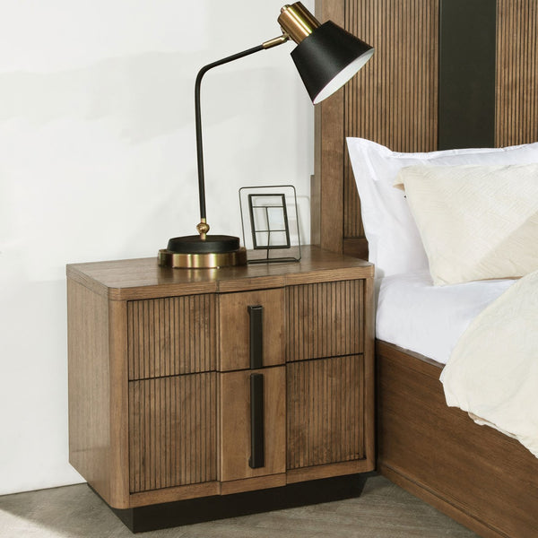 English Elm Moraga Fluted Ash Veneer Nightstand with Two Drawers for Modern Bedrooms B062P451801