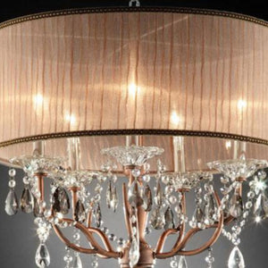 English Elm 25" Rosie's Silvery Pink Ceiling Lamp with Crystal Accents, 25" H Metal Body, Elegant Gray-Pink Shade, 5-Light Elegance B072116221