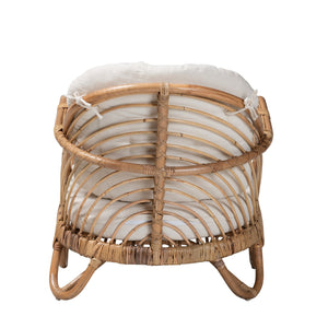 English Elm Modern Handcrafted Rattan Armchair Bohemian Woven Frame with Removable Cushion Accent Seat B2750P470075
