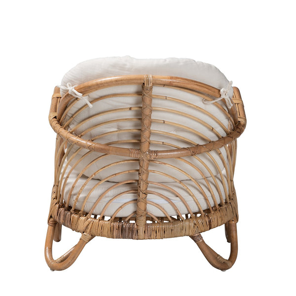 English Elm Modern Handcrafted Rattan Armchair Bohemian Woven Frame with Removable Cushion Accent Seat B2750P470075