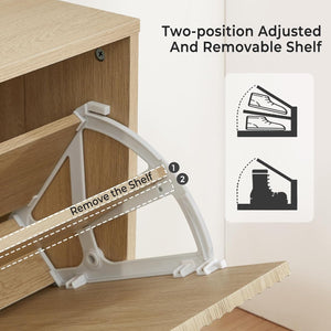 English Elm Modern Slim Entryway Shoe Cabinet with Adjustable Shelves Conceals Clutter Beautifully W1321P385429