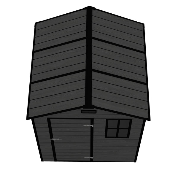 English Elm Campcraft Resin Storage Shed 6x6 Ft Polypropylene Waterproof Outdoor Wood Grain W1598S00029