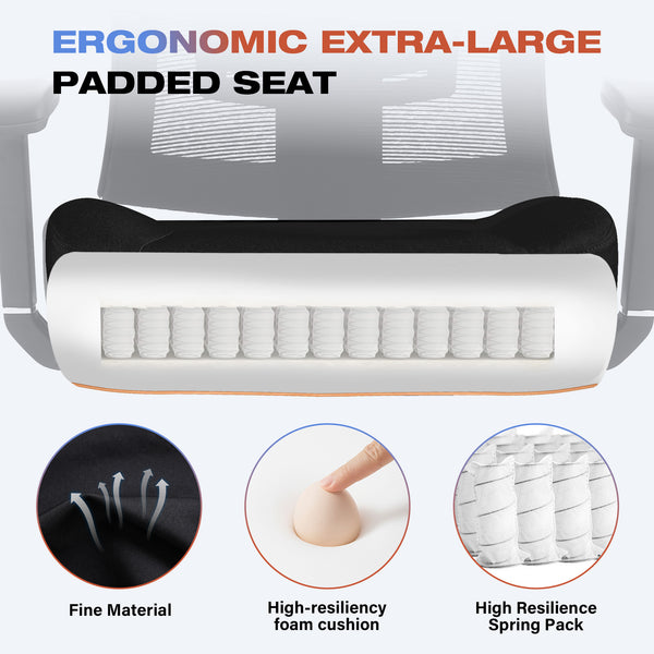 English Elm Big and Tall Ergonomic Mesh Chair 600lb Capacity Lumbar Support Memory Foam Seat W1521P483028
