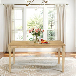 English Elm Farmhouse Rubberwood Dining Table Seats Six with Veneer Top for Rustic Kitchens W2896P245742