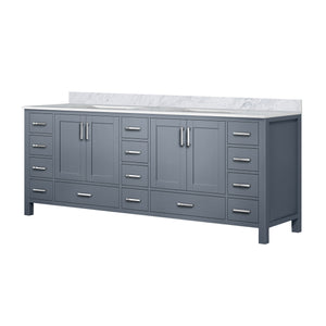 English Elm Dark Grey Double Bath Vanity 84" W With Durable Carrara Marble Top & Ample Storage Solutions B2731P258972