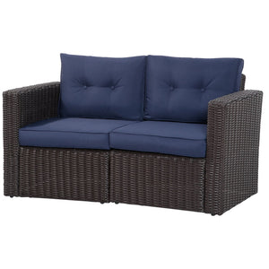 English Elm Outsunny 2-Piece Outdoor Wicker Corner Sofa Set With Cushions - Stylish Patio Furniture For Cozy Retreat W2225P217679-GIGA