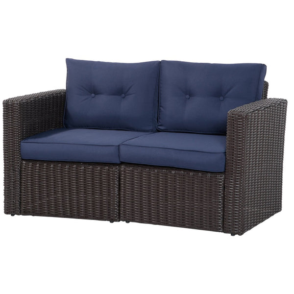 English Elm Outsunny 2-Piece Outdoor Wicker Corner Sofa Set With Cushions - Stylish Patio Furniture For Cozy Retreat W2225P217679-GIGA