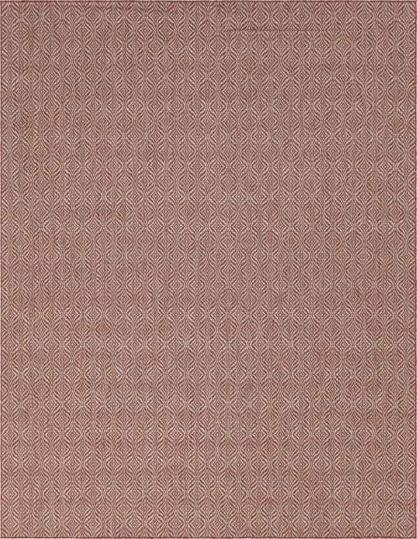 Unique Loom Outdoor Trellis Deco Trellis Machine Made Trellis Rug Rust Red, Ivory 9' 0" x 12' 0"