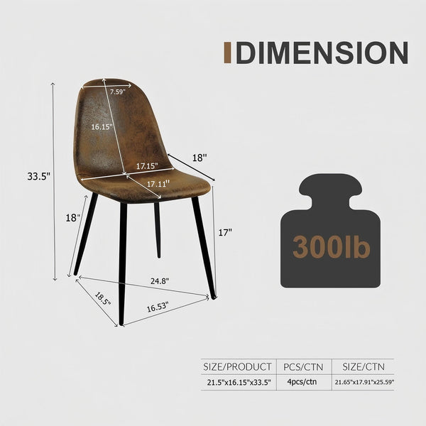 English Elm 59" Modern Farmhouse Dining Table Set With 4 Suede Chairs - Light Wood & Black Metal Base Design W2189S00627