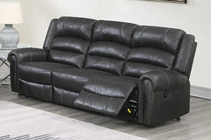 English Elm 1pc Power Reclining Sofa Leatherette Upholstery Usb Charging Nailhead Living Room B011S02331