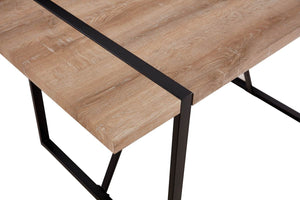 English Elm 55" Rustic Industrial Dining Table with 1.5" Engineered MDF Top, Black Metal Legs, Seats 4-6 W3732P369082