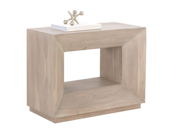 Sunpan Thales Nightstand - Modern Geometric Design in Solid Acacia Wood for Elegant Bedroom Décor Light Acacia