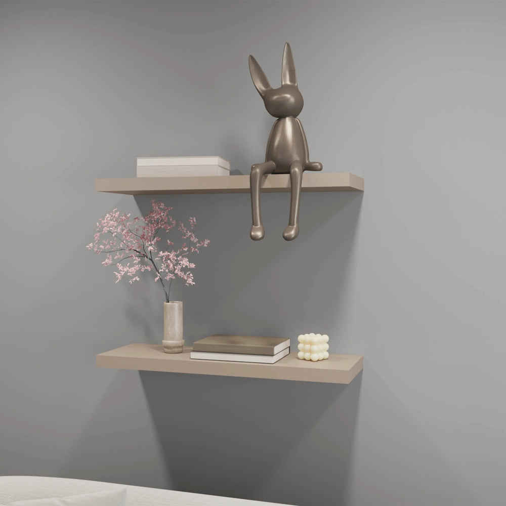 English Elm Taupe Floating Shelf Recessed 31.5" Wide Minimalist Wall Ledge for Books Decor 9.8" Deep Cozy Neutral Finish B062P252142