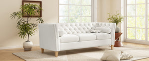 English Elm Elegant Tufted Three Seat Sofa with Nailhead Trim and Solid Wood Legs for Living Room N760P406296A