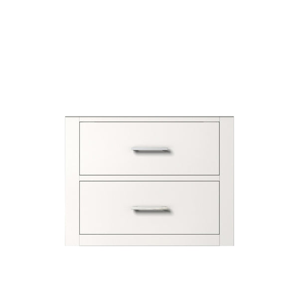 English Elm White Midcentury-Inspired 24" Wall-Hung Bath Vanity With Soft-Close Storage For Small Spaces B2731P257909-GIGA