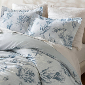 English Elm 3-piece Botanical Cotton Sateen Duvet Set with 300tc Earthy Print and Shell Buttons B035P408293