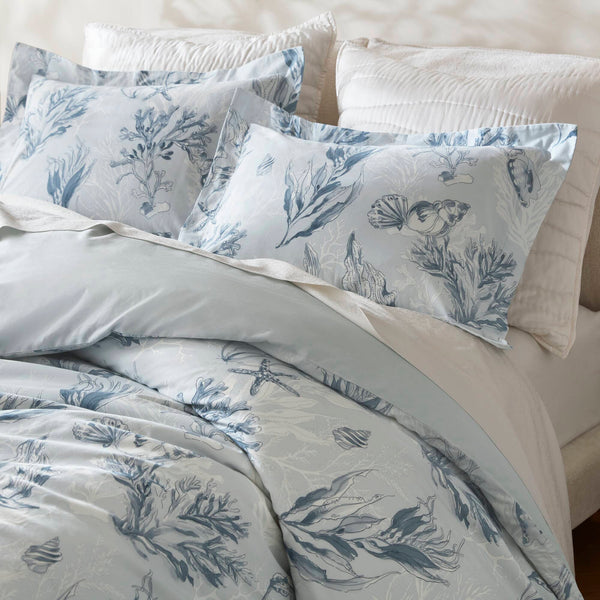 English Elm 3-piece Botanical Cotton Sateen Duvet Set with 300tc Earthy Print and Shell Buttons B035P408293