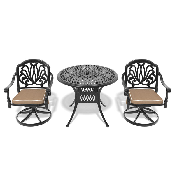 English Elm 3-Piece All-Weather Cast Aluminum Dining Set With Swivel Chairs - Stylish, Durable, Easy To Maintain! W1710S00262