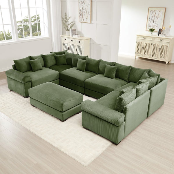 English Elm Oversized Modular Sectional Couch - Cloud-Like Comfort With Ergonomic Design & Versatile Ottoman W714S01344-GIGA
