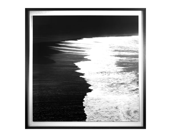 Sunpan Washed Ashore Wall Art - Stunning Black & White Shoreline Print in Charcoal Frame - Luxe Collection