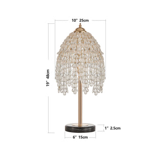 English Elm 19"(H) Vintage Crystal Table Lamp – Waterfall Design With Teardrop Beads & Marble Base For Elegance W2312P368717