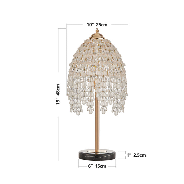 English Elm 19"(H) Vintage Crystal Table Lamp – Waterfall Design With Teardrop Beads & Marble Base For Elegance W2312P368717