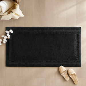 English Elm 1 Heavyweight Cotton Tufted Bath Rug Reversible Spa Grade Absorbent Floor Mat Black B035P319569