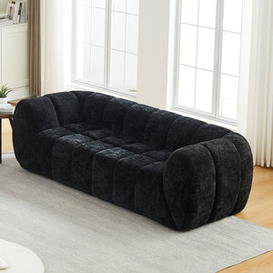 English Elm Chenille Cloud Sofa with Quilted Seat and Piano Backrest for Modern Living Spaces Black W834P442224