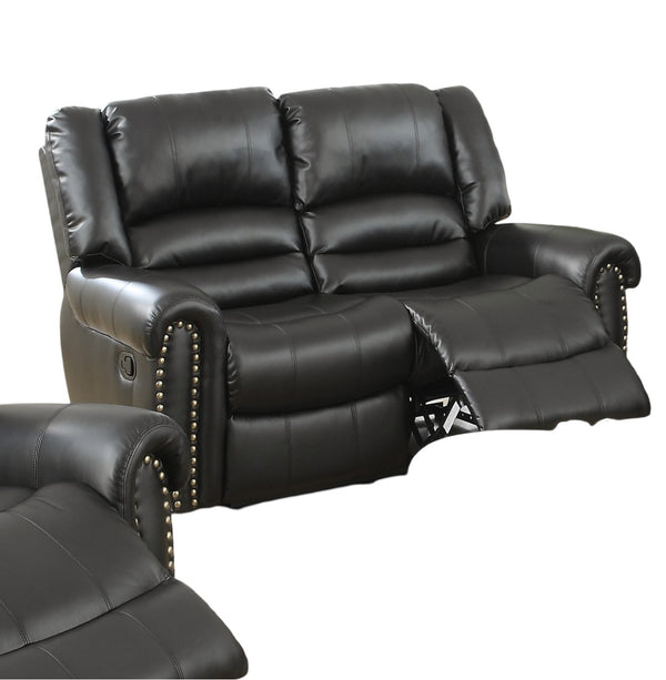English Elm Modern Bonded Leather Sofa and Loveseat Set with Tufting and Nailhead Trim Detail B011S02387