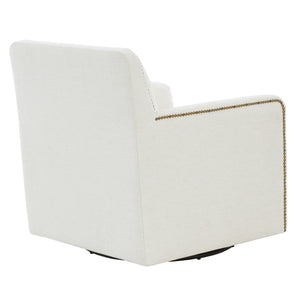 English Elm Torrance Swivel Accent Chair with Antique Brass Nailhead Trim for Modern Living Cream B050P451390