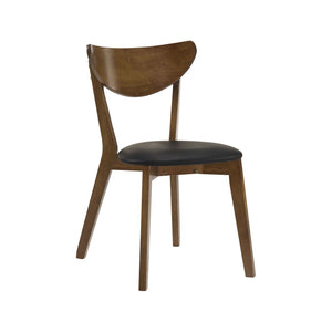 English Elm Set of 2 Wood Dining Side Chairs with Black Leatherette Seats, Transitional Design, Sturdy Rectangular Backrest Dark Walnut B016P368770