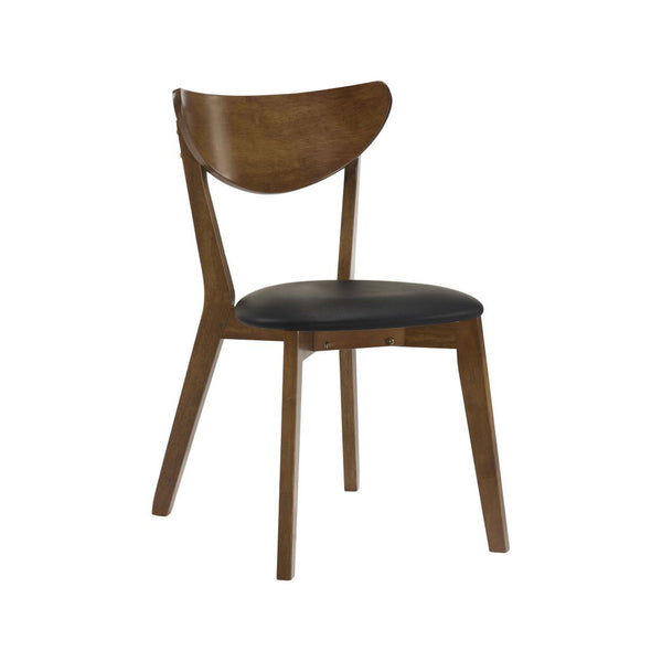 English Elm Set of 2 Wood Dining Side Chairs with Black Leatherette Seats, Transitional Design, Sturdy Rectangular Backrest Dark Walnut B016P368770