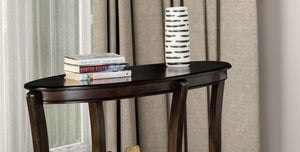 English Elm Traditional Oval Sofa Table With Open Shelf – Elegant Walnut Finish & Curved Legs For Classic Charm B2741P361124-GIGA