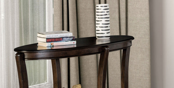 English Elm Traditional Oval Sofa Table With Open Shelf – Elegant Walnut Finish & Curved Legs For Classic Charm B2741P361124-GIGA