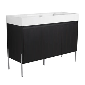 English Elm 48" Freestanding Bathroom Vanity with Resin Sink and Spacious Cabinet, Soft-Close Doors, Durable Finish Dark Oak W1972S00015