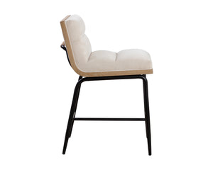 Sunpan Abilene Counter Stool - Plush Polo Club Muslin Seat, Rustic Oak Frame & Stylish Matte Black Legs