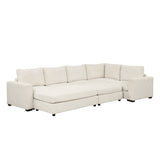 English Elm 121.3" Sectional Couch Sofa Bed Modular Sofa With Two Movable Ottomans For Living Room (Old Sku:N719S001640A), Beige