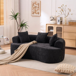 English Elm Crescent-shaped Cloud Sofa Three Seat Low Profile Chenille Living Room Curved Couch Black W2012P375731