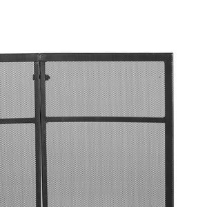 English Elm Regina Curved Iron Fireplace Screen with Welded Grid for Modern Minimalist Interiors Black N775P386929B