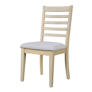 English Elm Farmhouse Ladder Back Dining Chairs Rubberwood Frame Upholstered Seat Set of 2 Natural+Beige N752P272063N