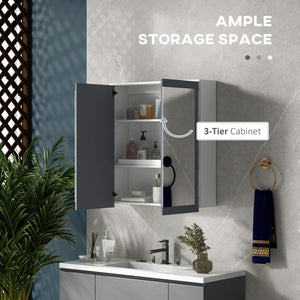 English Elm Kleankin Stylish Wall-Mounted Bathroom Medicine Cabinet With Mirror, Adjustable Shelves & Storage W2225P217008