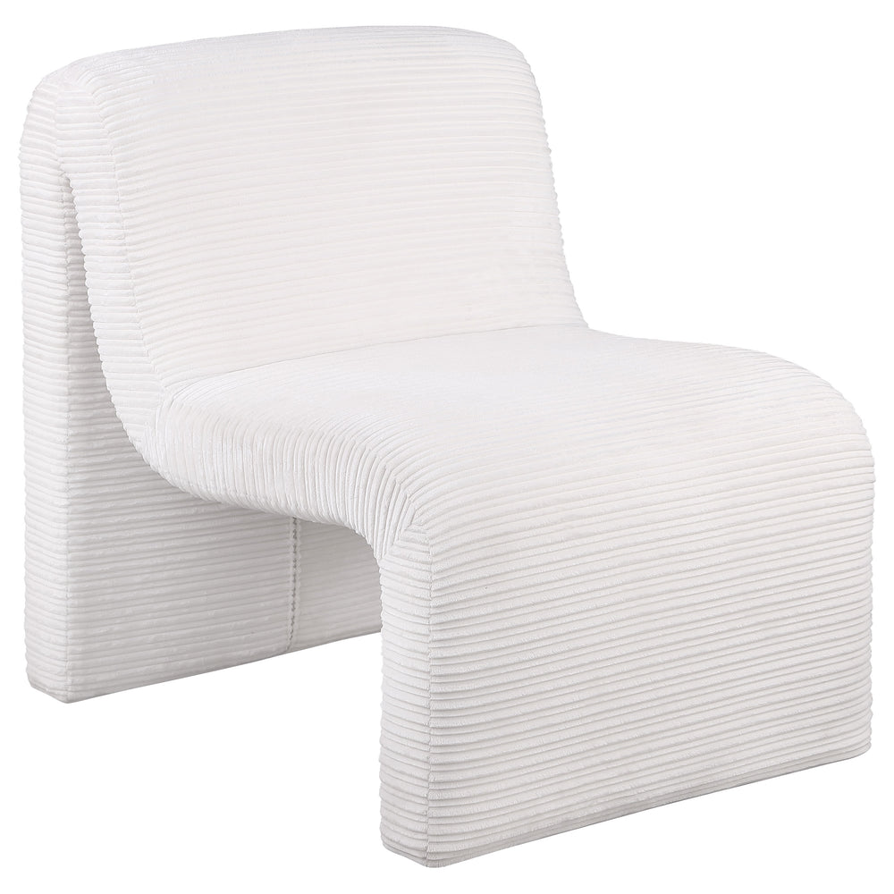 English Elm Winne Sculptural Ivory Curved Armless Accent Chair - Ribbed Upholstery, Modern Artistic Silhouette for Living Room Elegance B062P299869