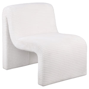 English Elm Winne Sculptural Ivory Curved Armless Accent Chair - Ribbed Upholstery, Modern Artistic Silhouette for Living Room Elegance B062P299869