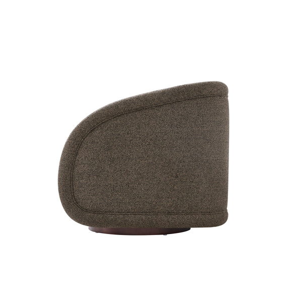 English Elm Sabbo Bouclé Swivel Accent Chair Walnut Wood Base Cozy Reading Nook Seating N767P388923M