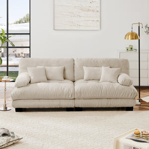English Elm Cloud Couch 2-Seater Sofa In Light Coffee - Vintage Chenille Loveseat With Supportive Pillows & Style W714S01025