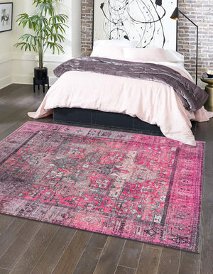 Unique Loom Timeless Peter Machine Made Abstract Rug Pink, Black/Ivory/Light Brown 7' 6" x 7' 7"