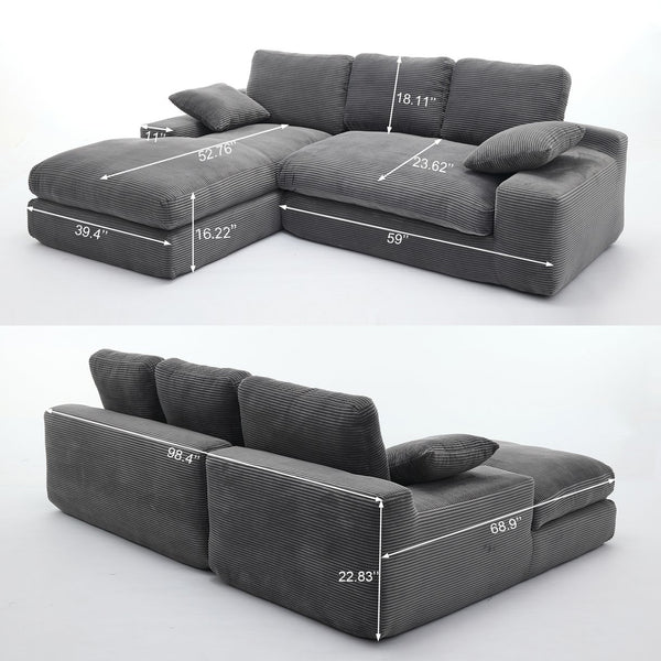 English Elm 99*69" Modular L-Shaped Sectional Sofa Set - Modern Minimalist Design, No Assembly, Versatile Comfort! W1829S00058