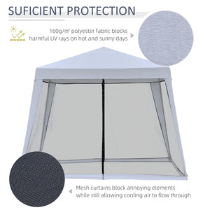 English Elm Outsunny 10x10 Outdoor Party Canopy with Mesh Walls and Uv Blocking Steel Frame W2225P200894